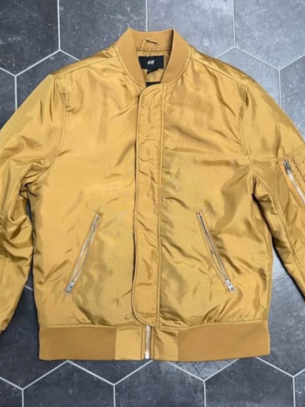 H&M Men's Mustard Yellow Bomber Jacket